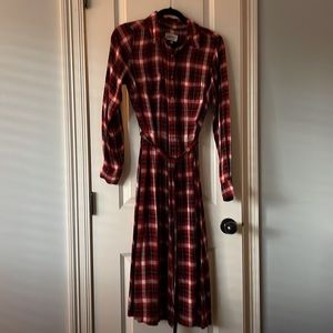 Women’s Plaid Long-sleeve MIDI Shirtdress-Universal Thread-Red Small